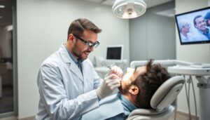 دندانپزشک حرفهای که درمان ایمپلنت را انجام میدهد.