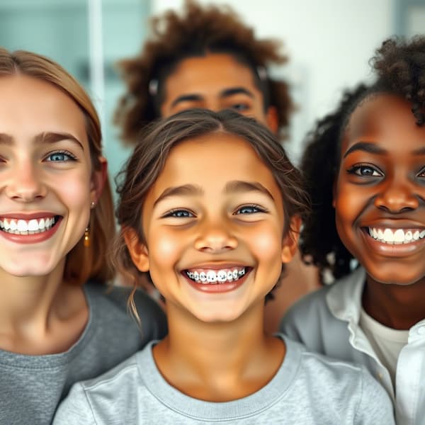 کودکان با لبخند و دندان های ارتودنسی شده