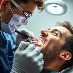 متخصص ارتودنسی در حال کار بر روی دندان مراجعه کننده